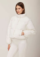 bumpsuit maternity the cropped puffer jacket in snow