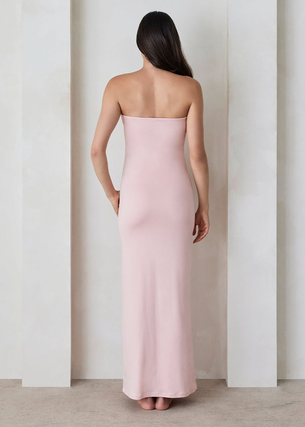 bumpsuit the zoe maxi maternity strapless dress in dusty pink