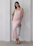 bumpsuit the zoe maxi maternity strapless dress in dusty pink