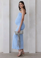 bumpsuit the zoe maxi maternity strapless dress in powder blue