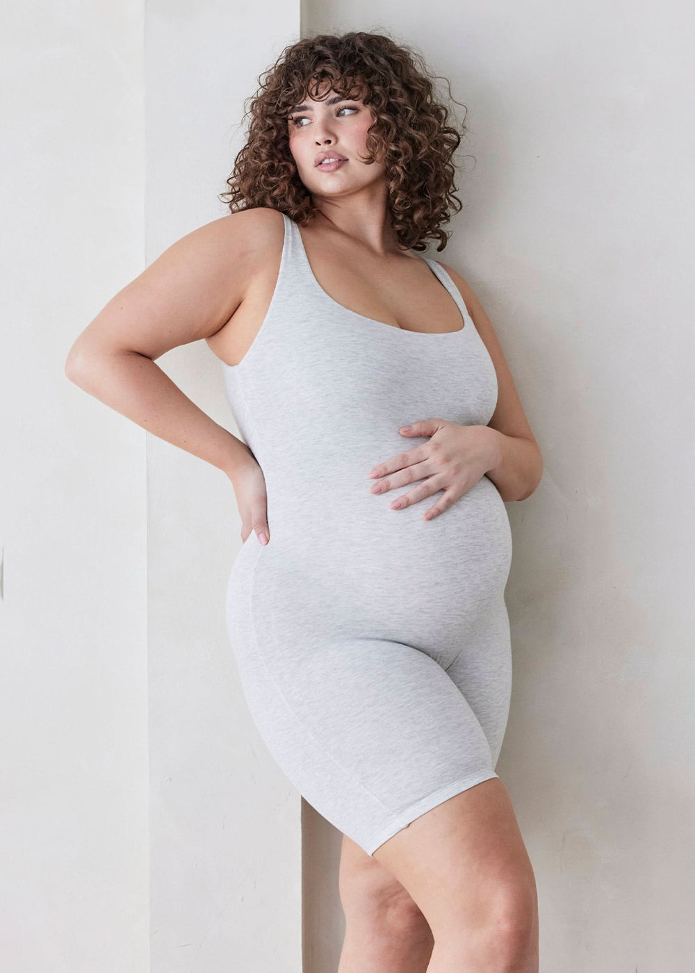 the cotton essentials the cindy maternity romper jumpsuit in heather grey