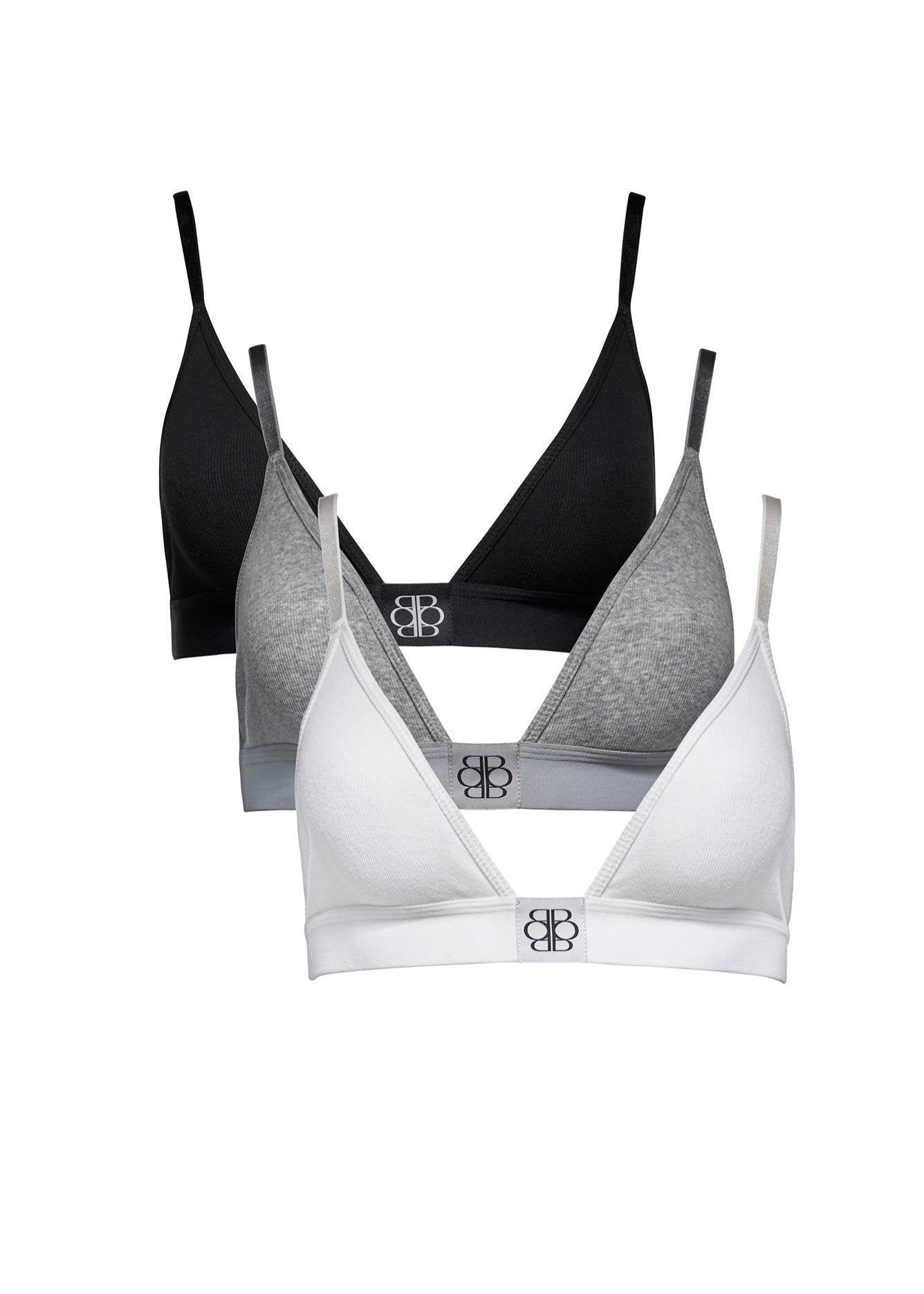 cotton rib triangle bralette 3 pack