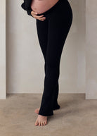 cozy knit turtleneck sweater and flare pant in black