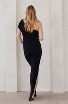 Cozy Knit One Shoulder Knit Maternity Dress in Black