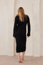 Cozy Knit Oversized Midi Maternity Dress in Black