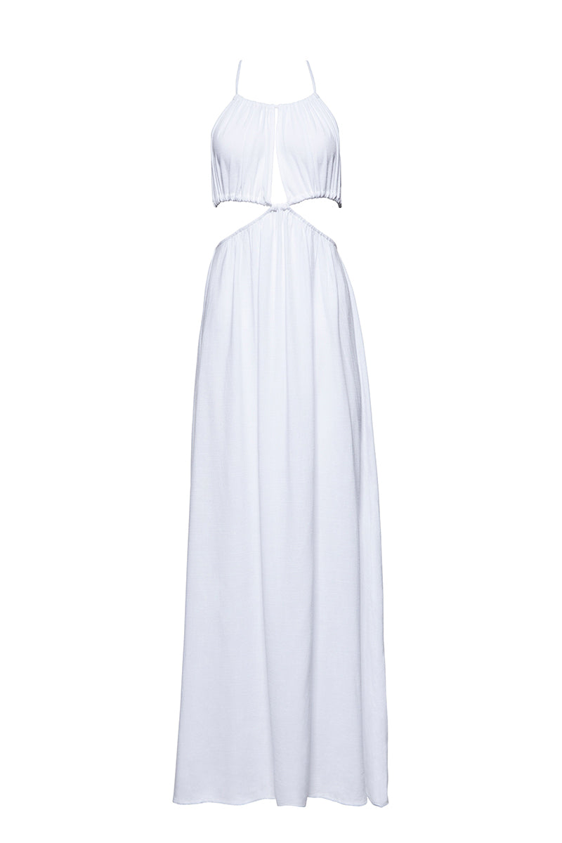 Bumpsuit Maternity cut out linen dress white