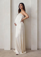 the brushed satin gown in ivory