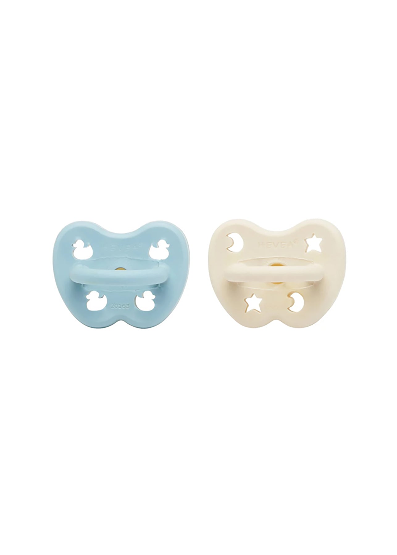 hevea product classic pacifier two piece set in blue and white