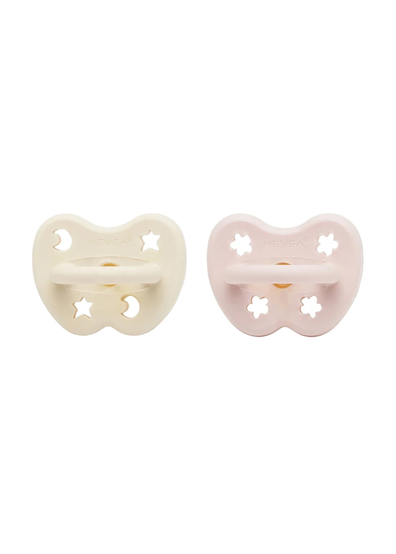 hevea product classic pacifier two piece set in pink and white