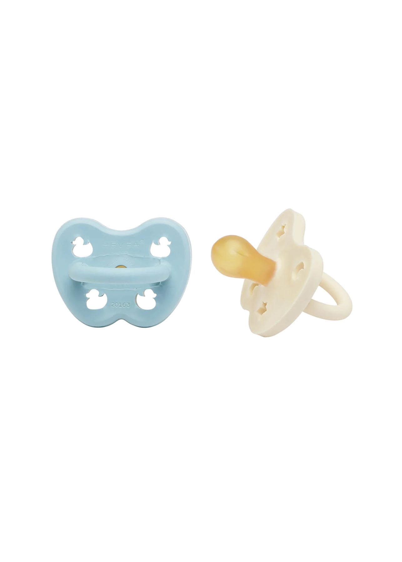 hevea product classic pacifier two piece set in blue and white