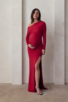 the open shoulder evening dress in red