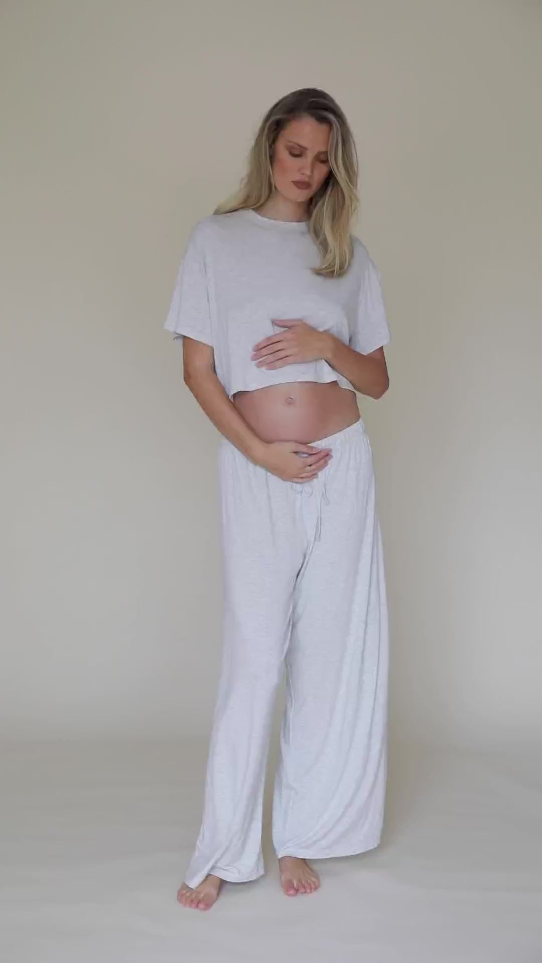 Bumpsuit Maternity Loungewear The Cloud Drawstring Pant in Heather Grey