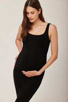 sculpting rib midi maternity dress in black