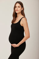 sculpting rib midi maternity dress in black