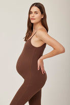 Bumpsuit Maternity Sculpting Rib Unitard in Brown