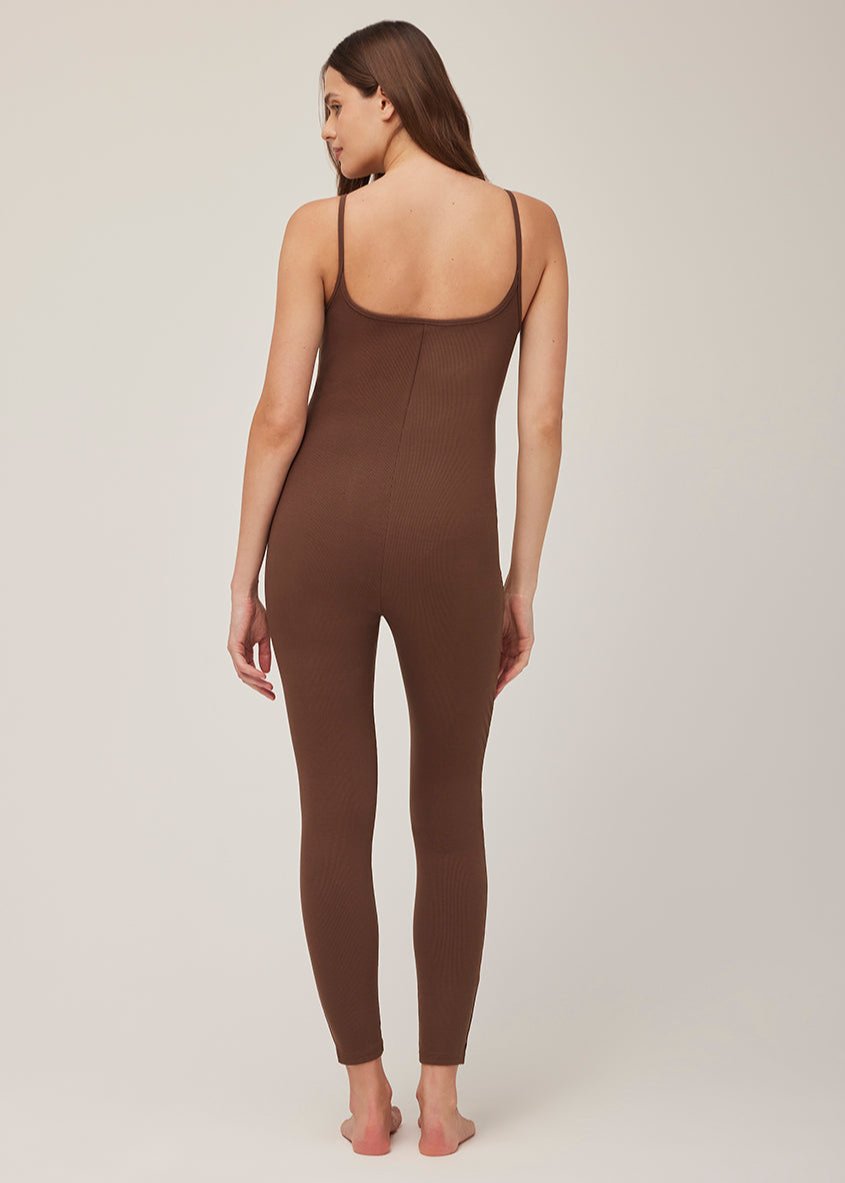 Bumpsuit Maternity Sculpting Rib Unitard in Brown