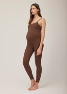 Bumpsuit Maternity Sculpting Rib Unitard in Brown