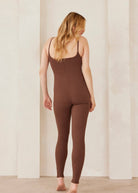 sculpting rib unitard in brown