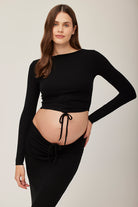 Bumpsuit Maternity Soft Rib Long sleeve Top in Black