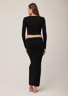 Bumpsuit Maternity Soft Rib Long sleeve Top in Black