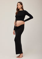 Bumpsuit Maternity Soft Rib Long sleeve Top in Black