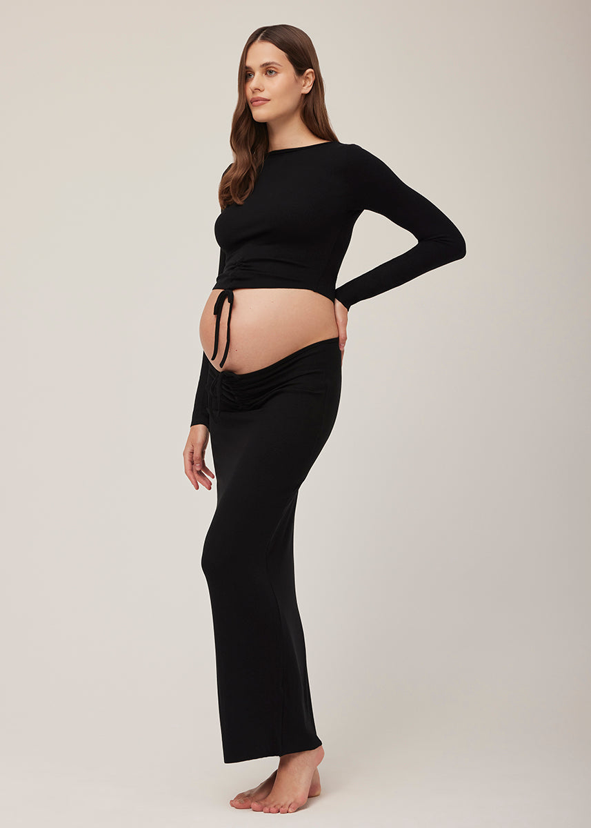 Bumpsuit Maternity Soft Rib Long sleeve Top in Black