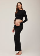 Bumpsuit Maternity Soft Rib Long sleeve Top in Black