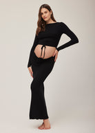 Bumpsuit Maternity Soft Rib Long sleeve Top in Black