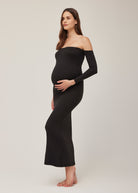 Bumpsuit Maternity The Angelina Off The Shoulder Maxi Dress in Black