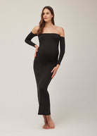 Bumpsuit Maternity The Angelina Off The Shoulder Maxi Dress in Black