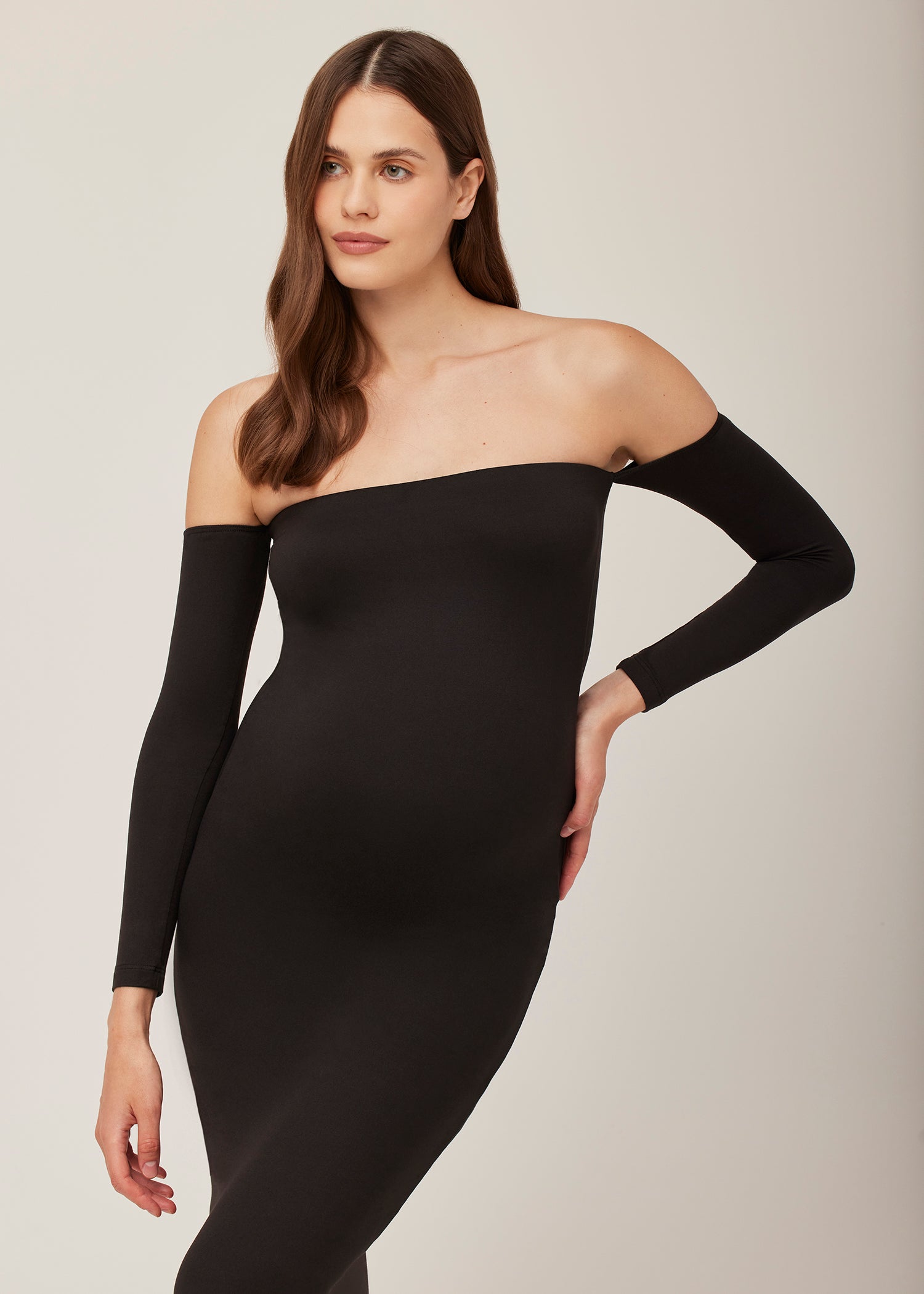 Bumpsuit Maternity The Angelina Off The Shoulder Maxi Dress in Black