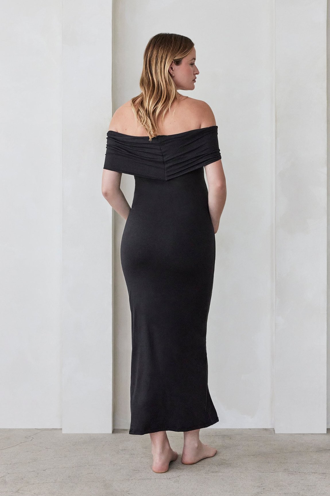 Bumpsuit Maternity The Bianca Off The Shoulder Evening Dress in Black