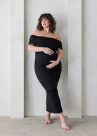 Bumpsuit Maternity The Bianca Off The Shoulder Evening Dress in Black