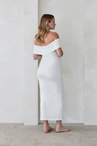 Bumpsuit Maternity The Bianca Off Shoulder Evening Dress in Ivory