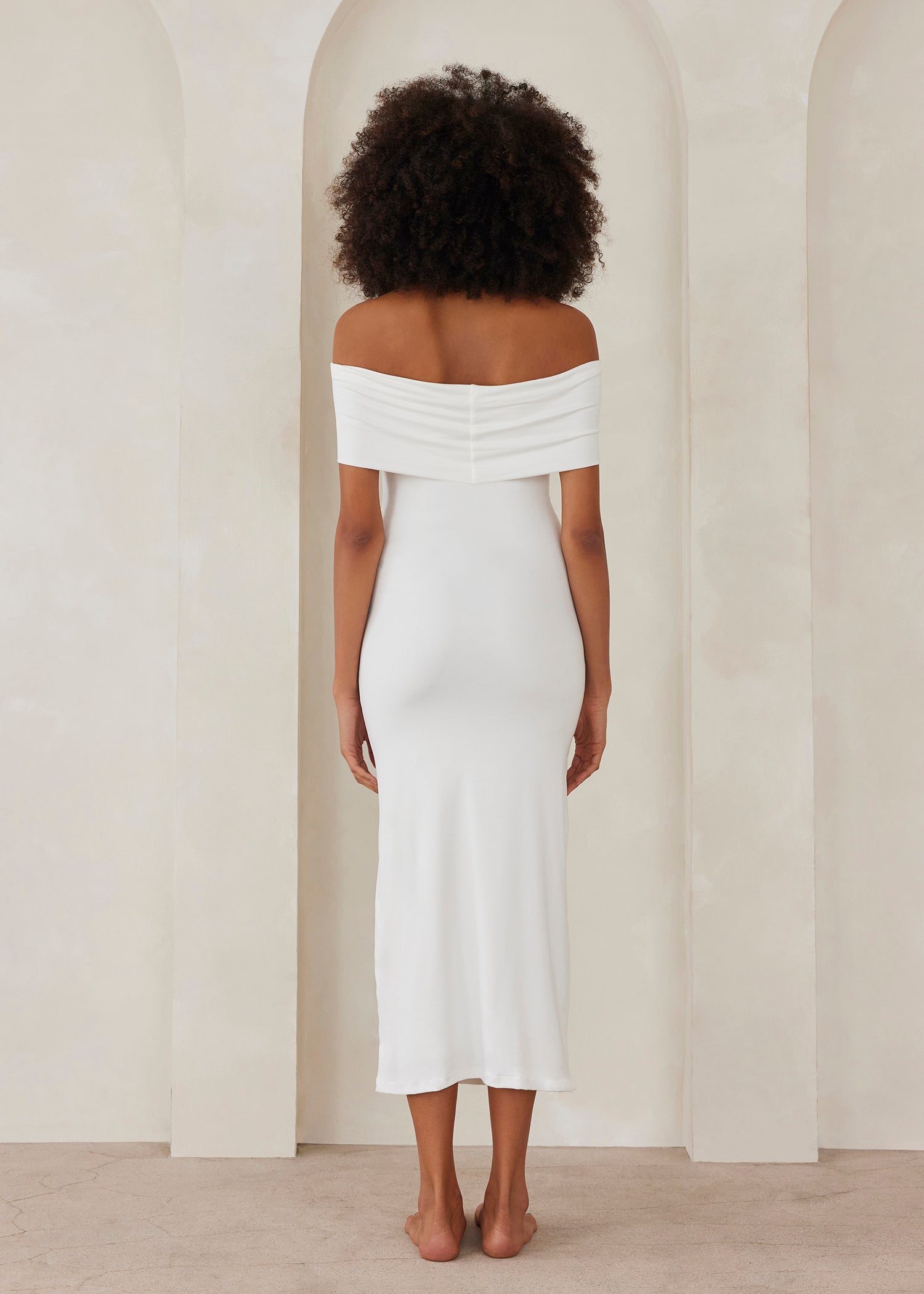 the bianca off the shoulder maternity maxi dress in ivory