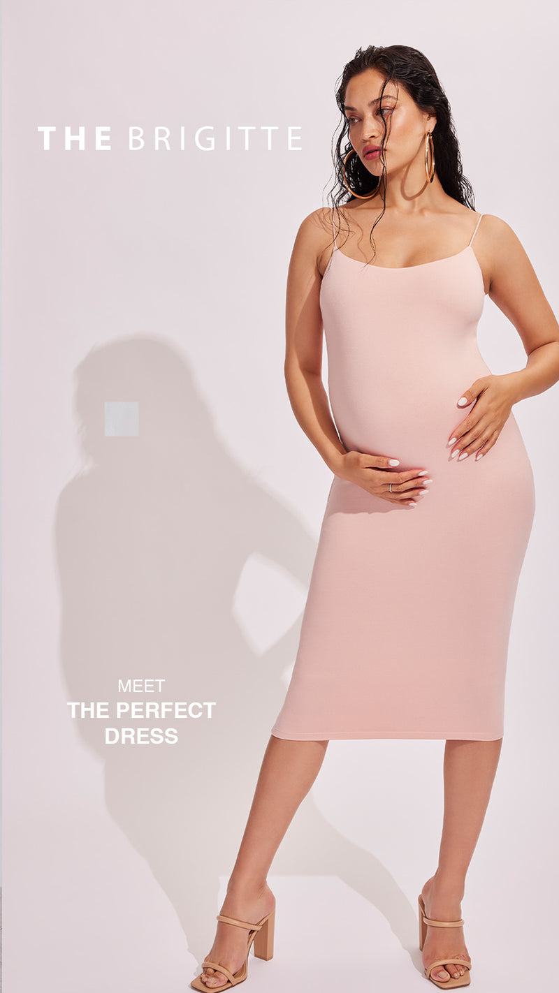 shanina shaik bumpsuit the brigitte dress in dusty pink