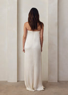 the brushed satin gown in ivory