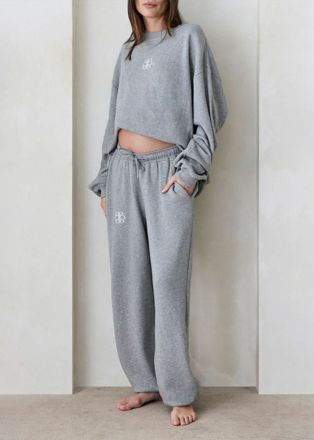 Bumpsuit Maternity Classic Terry Sweatpant in Heather Grey