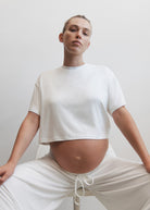 the cloud maternity crop tee in ivory