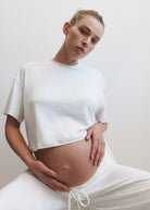 the cloud maternity crop tee in ivory