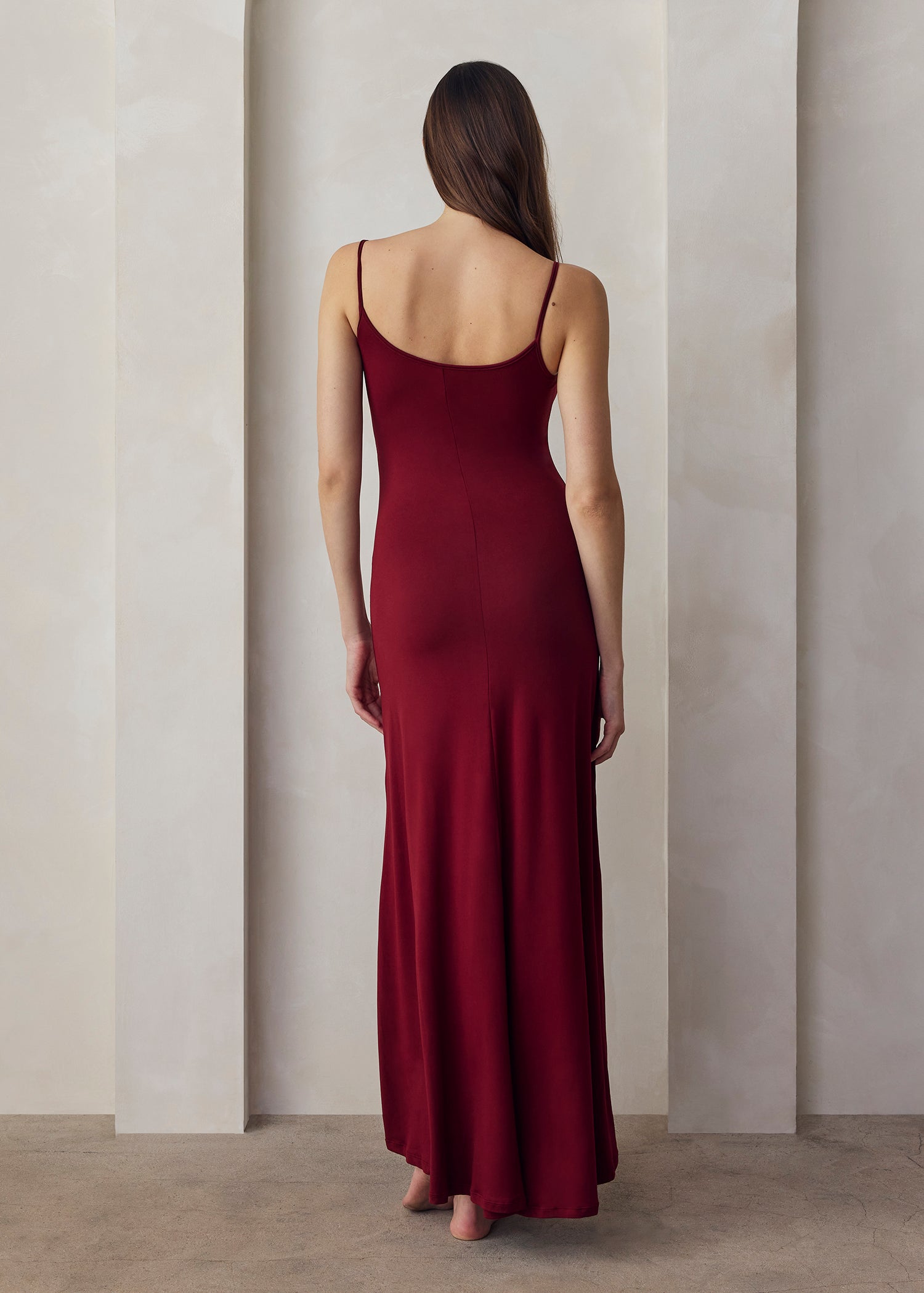 the cloud dress in burgundy