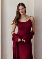 the cloud dress in burgundy