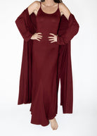 the cloud dress and robe in burgundy