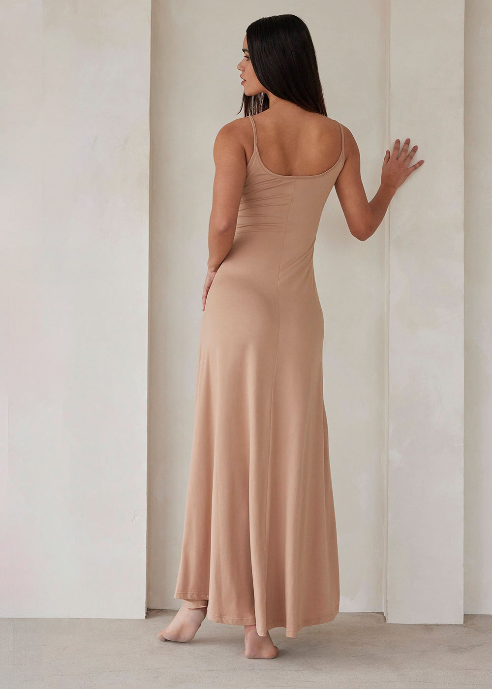 the cloud maternity loungewear maxi dress in latte