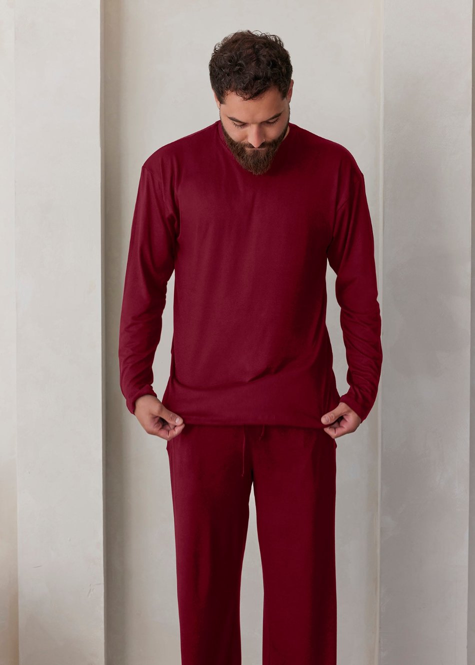 the cloud mens longsleeve tee in burgundy