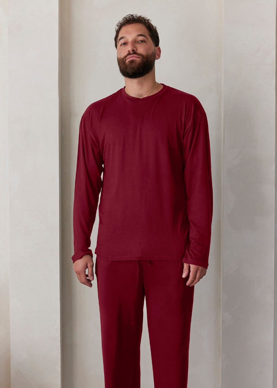 the cloud mens longsleeve tee in burgundy