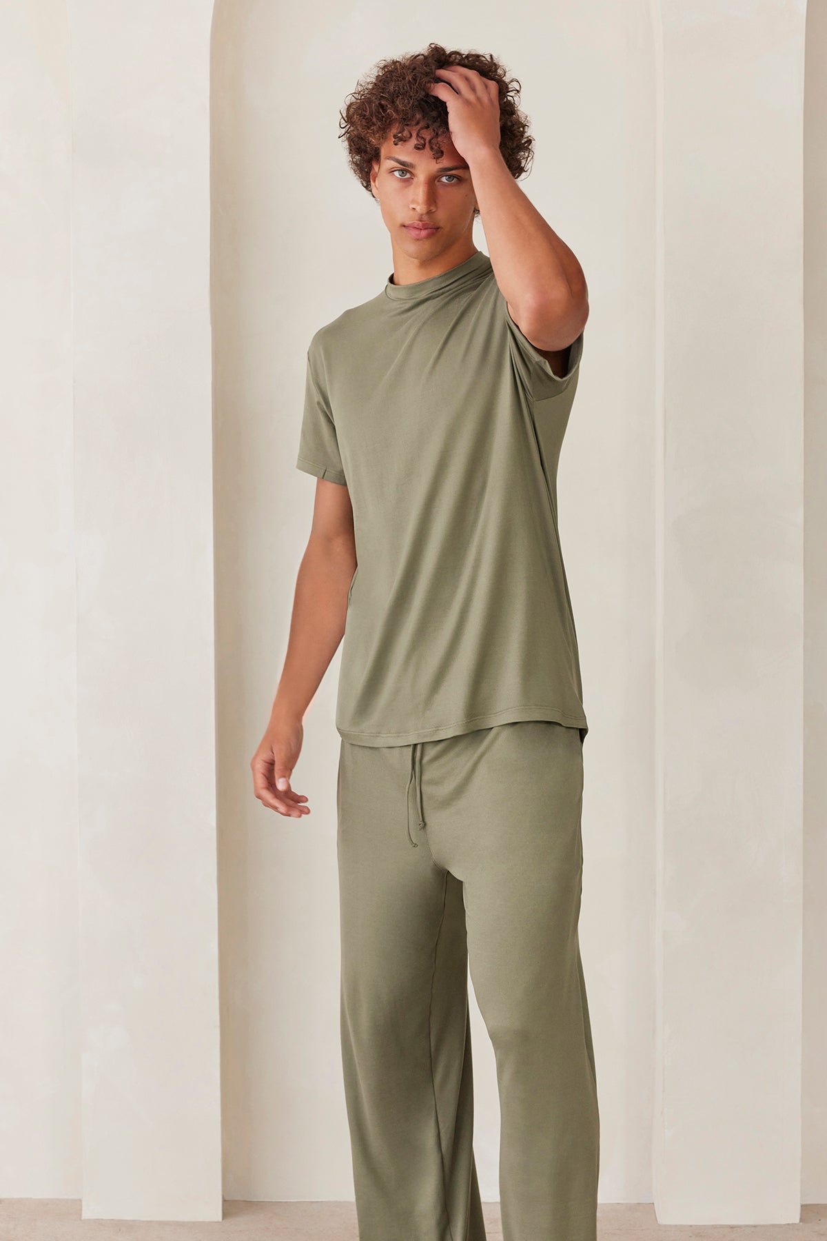 Bumpsuit The Cloud Loungewear Mens Short Sleeve Tee in Moss