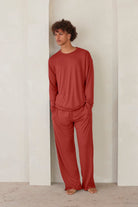 Bumpsuit Loungewear the cloud mens long sleeve tee in rust