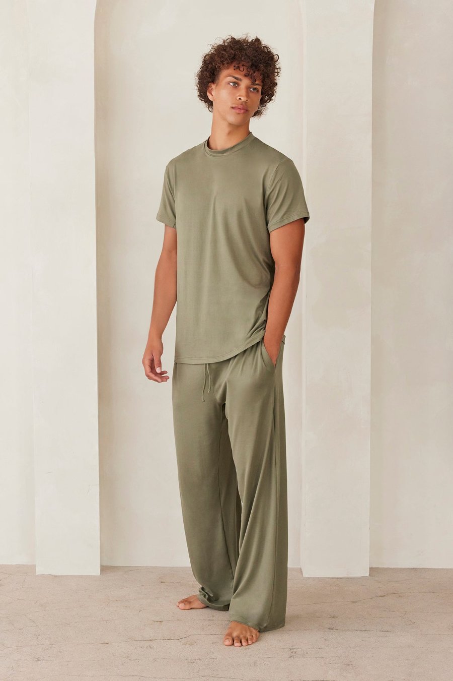 Bumpsuit The Cloud Loungewear Mens Short Sleeve Tee in Moss