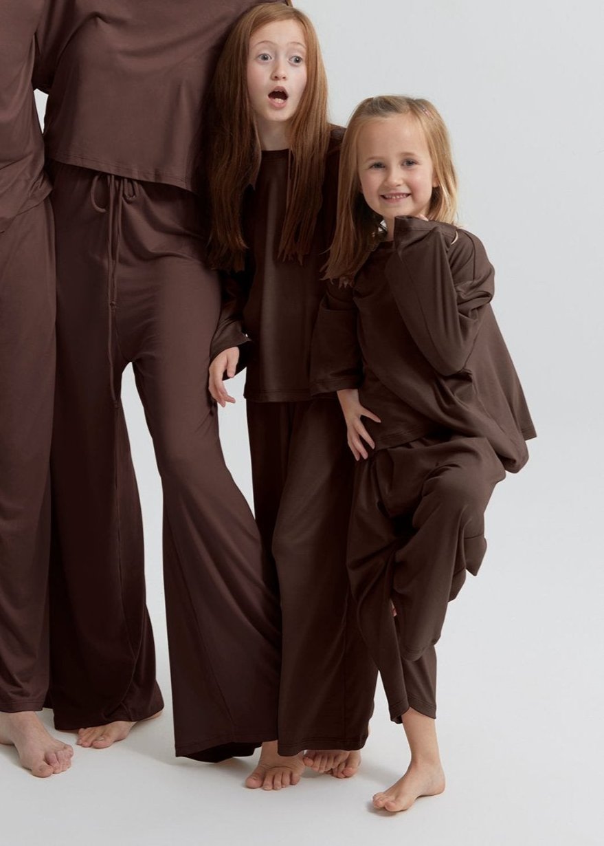 the cloud set in chocolate bumpsuit loungewear